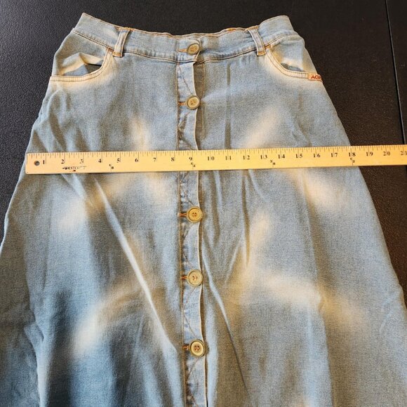 Agressor Denim Skirt Women Blue Maxi Modest Jean Vintage 90's 80s Button Up XL - Picture 9 of 15